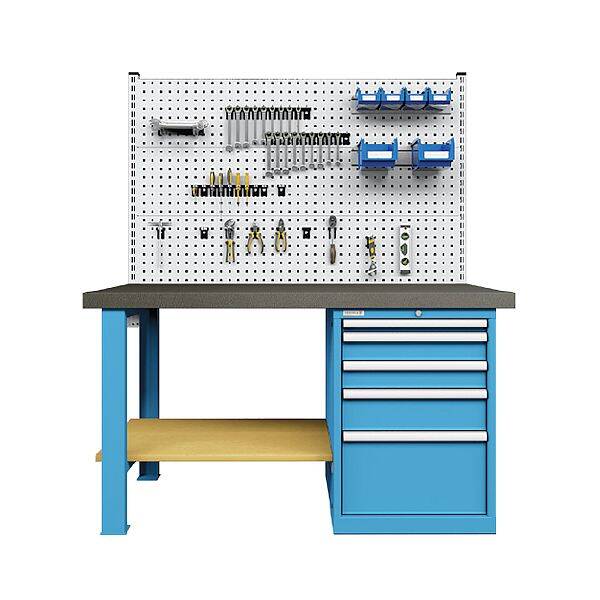 שולחן עבודה 5 מגירות ולוח מחורר שולחן עבודה 5 מגירות ולוח מחורר